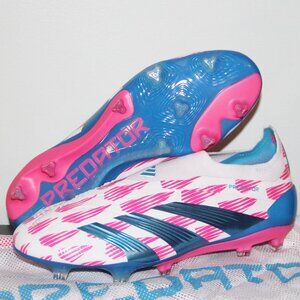Adidas Predator Elite Laceless LL FG Cleats Mens 6.5 7 7.5 8 White Pink Blue